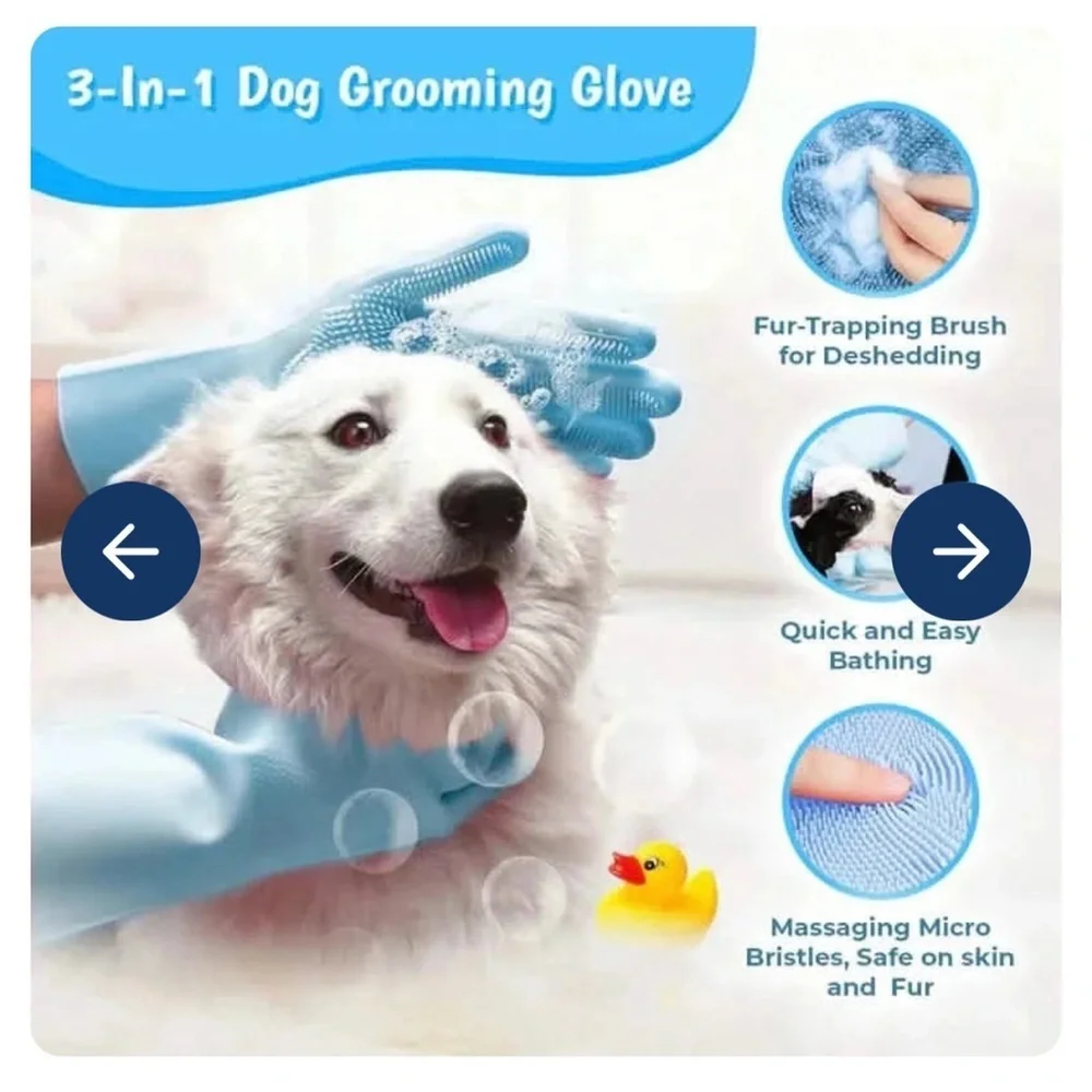 Muddy Mat Blue Pet Grooming Gloves